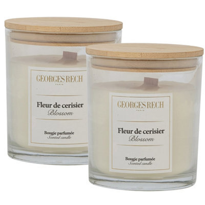 Urbn-Living 12Oz Set Of 2 Blossom Scented Candle In Glass Jar With Bamboo Lid & 75 Hour Burn Time - image 1