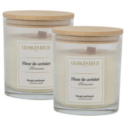 Urbn-Living 12Oz Set Of 2 Blossom Scented Candle In Glass Jar With Bamboo Lid & 75 Hour Burn Time - thumbnail 1