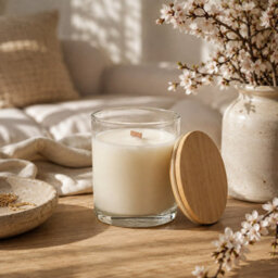 Urbn-Living 12Oz Set Of 2 Blossom Scented Candle In Glass Jar With Bamboo Lid & 75 Hour Burn Time - thumbnail 2