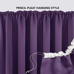 Deconovo Blackout Curtains Pencil Pleat Curtains Thermal Insulated Curtains For Living Room W55 X L63 Inch Dark Purple One Pair - thumbnail 4