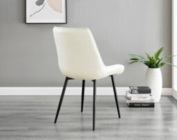 Furniturebox Imperia Black High Gloss 6 Seater Dining Table With Structural 2 Plinth Column Legs 6 Cream Velvet Black Leg Pesaro Chairs - thumbnail 7