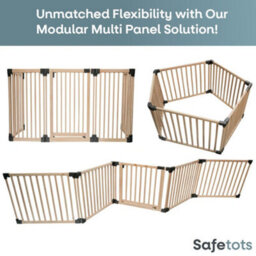 Safetots Wooden Multi Panel Room Divider, Up To 416Cm, Natural Wood, 76Cm Tall, Flexible Room Divider For Baby And Toddler - thumbnail 5