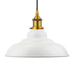 White St Edmund's Painted Dome Pendant Light With Antique Gold Lamp Holder And Black Round Cable - Se Home - thumbnail 1
