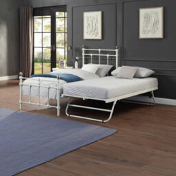 SlumberWorx Bayford Traditional White Single Metal Bed Frame With Guest Trundle Bed - thumbnail 3