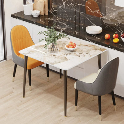 Square Marble Dining Table Breakfast Table Kitchen Counter Living Room Furniture - image 1