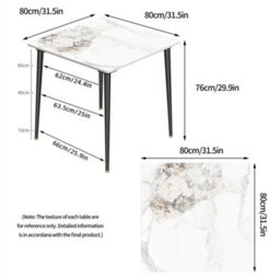 Square Marble Dining Table Breakfast Table Kitchen Counter Living Room Furniture - thumbnail 2
