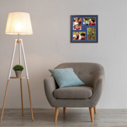 AK Frames 12X12 Walnut Sleek Multi Photo Frame With Blue Mount - Holds 4 Apertures (4X) 6X4 Photos - thumbnail 3