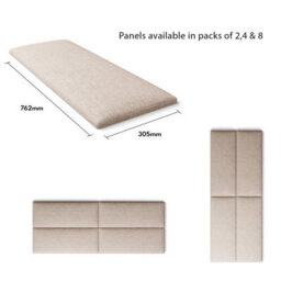Aspire Easymount Wall Mounted Upholstered Panels, Modular Diy Headboard In Saxon Twill Fabric, Natural (Pack Of 4) - thumbnail 5