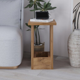Decortie Tasos Modern Slim Side End Coffee Table 30Cm Particle Board Legs Rustic Oak Effect Living Room H 50.5Cm - thumbnail 6