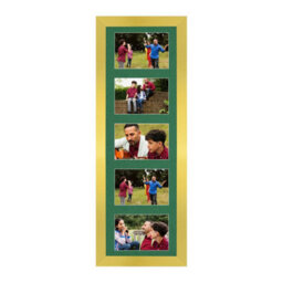 AK Frames 26X8 Gold Sleek Multi Photo Frame With Emerald Mount - Holds 5 Apertures (5X) 6X4 Photos - thumbnail 1