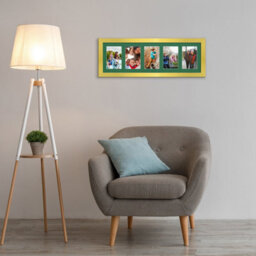AK Frames 26X8 Gold Sleek Multi Photo Frame With Emerald Mount - Holds 5 Apertures (5X) 6X4 Photos - thumbnail 3