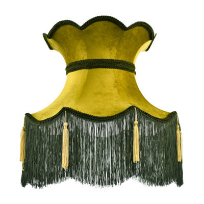 Happy Homewares Large Olive And Forest Green Victorian Lamp Shade With Scallop Edges - image 1