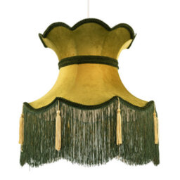 Happy Homewares Large Olive And Forest Green Victorian Lamp Shade With Scallop Edges - thumbnail 2