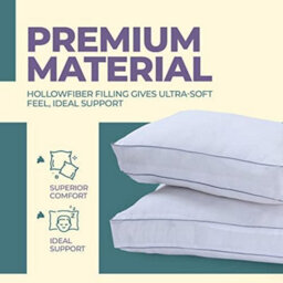 Nod Off 100% Egyptian Cotton Box Pillow For Side Sleeper, Hypoallergenic And Dust Mite Resistant Down Alternative Filling - Pack Of 2 - thumbnail 5