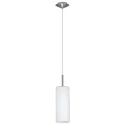 Eglo Troy 3 Satin Nickel & White Glass 1-Light Ceiling Pendant - Modern Style (D) 10.5Cm - thumbnail 3