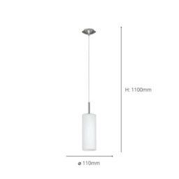 Eglo Troy 3 Satin Nickel & White Glass 1-Light Ceiling Pendant - Modern Style (D) 10.5Cm - thumbnail 5