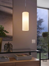 Eglo Troy 3 Satin Nickel & White Glass 1-Light Ceiling Pendant - Modern Style (D) 10.5Cm