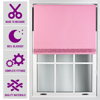 Furnished Pink Blackout Blind With Pink Glitter Accent Made To Measure - (W)120Cm X (L)165Cm - image 1