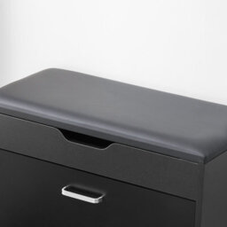 Sobuy Fsr95-Sch, Hallway Shoe Rack Shoe Bench Shoe Cabinet With Folding Padded Seat, Black,w60Xd30Xh49 - thumbnail 9