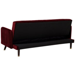 Beliani Sofa Bed 3 Seater Senja Velvet Dark Red - thumbnail 7