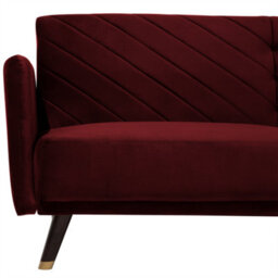 Beliani Sofa Bed 3 Seater Senja Velvet Dark Red - thumbnail 8