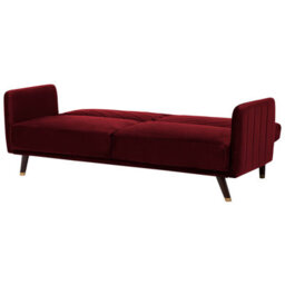 Beliani Sofa Bed 3 Seater Senja Velvet Dark Red - thumbnail 6