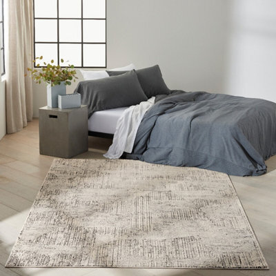 Cream Black Abstract Modern,easy To Clean Rug For Bedroom & Living Room-69 X 229Cm (Runner)