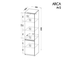 Arte Arca Ar2 Tall Cabinet - Sleek Storage In Arctic White, H1952mm W450mm D520mm - thumbnail 2