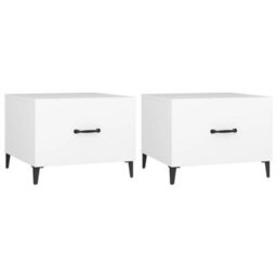Berkfield Coffee Table With Metal Legs 2 Pcs White 50X50X40 Cm - thumbnail 2