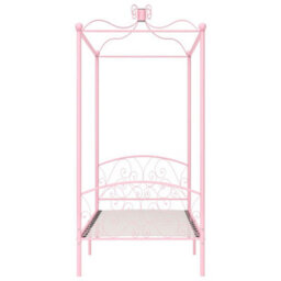 Berkfield Canopy Bed Frame Pink Metal 100X200 Cm - thumbnail 3