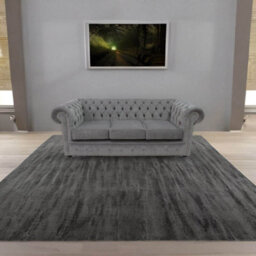 Chesterfield 3 Seater Sofa Settee Pimlico Grey Real Fabric In Classic Style - thumbnail 4