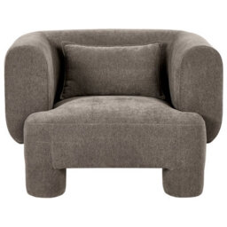 Beliani Retro Minimalist Brown Fabric Curved 3-Seater Sofa L180 X D93 X H73Cm - thumbnail 9