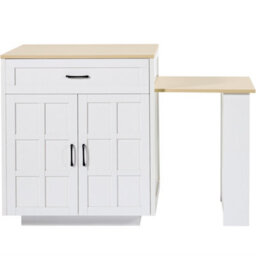 Matteo White Extendable Kitchen Island & Bar Table With Storage - 2-6 Seater - thumbnail 6