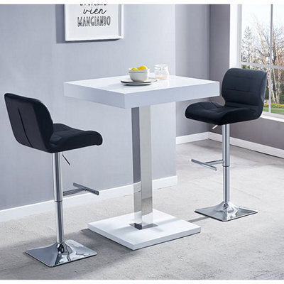 Furniture in Fashion Topaz White High Gloss Bar Table With 2 Candid Black Stools - image 1