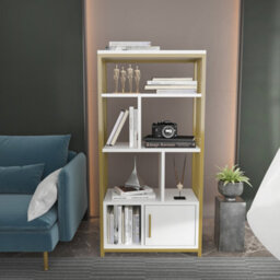 BAÏTA Comodino Capucine bianco e effetto rovere, 40 cm