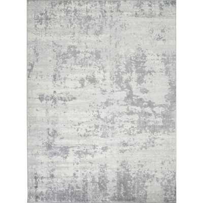 Livabliss Monaco-Abstract Grey Ivory Modern Marble Living Dining Bedroom Rug 140 X 200 Cm Easy Care, Non Shedding - image 1