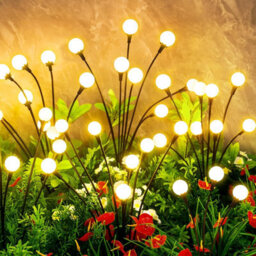 4 Pack 32 Led Solar Firefly Lights, Waterproof Outdoor Garden Decor, Warm White, Unique Gift - thumbnail 1