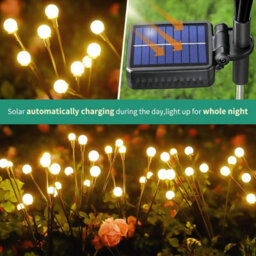 4 Pack 32 Led Solar Firefly Lights, Waterproof Outdoor Garden Decor, Warm White, Unique Gift - thumbnail 3