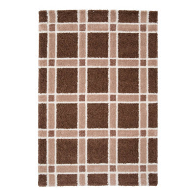 Sweeek - Indoor Rug With Brown And Pink Checkered Pattern 170X120 Cm - Miro - image 1