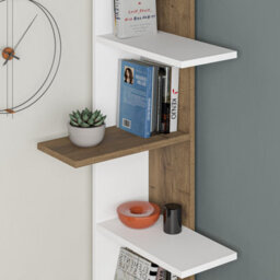 Decortie Saso Modern Corner Bookcase Display Unit 5 Tier Freestanding White Dark Oak Effect 141Cm - thumbnail 5