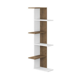 Decortie Saso Modern Corner Bookcase Display Unit 5 Tier Freestanding White Dark Oak Effect 141Cm - thumbnail 2