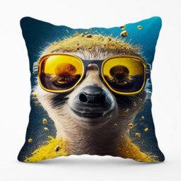 Warren Reed Designer Meerkat With Golden Glasses Splashart Cushions 60Cm X 60Cm - thumbnail 1