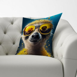 Warren Reed Designer Meerkat With Golden Glasses Splashart Cushions 60Cm X 60Cm - thumbnail 2