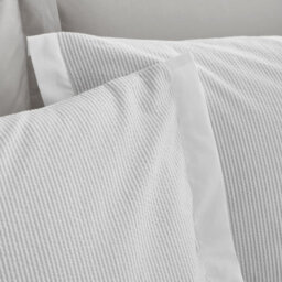 Bianca Seersucker Woven Stripe 180 Thread Count Cotton Double Duvet Cover Set With Pillowcases Grey - thumbnail 3