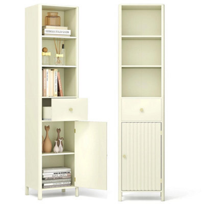 170Cm Tall Bathroom Cabinet Narrow Floor Cabinet W/fluted Door - image 1
