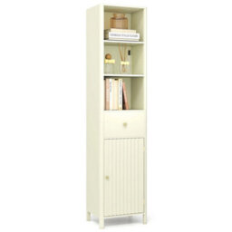 170Cm Tall Bathroom Cabinet Narrow Floor Cabinet W/fluted Door - thumbnail 4