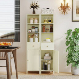 170Cm Tall Bathroom Cabinet Narrow Floor Cabinet W/fluted Door - thumbnail 5
