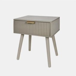 Ohs Ribbed Wood Bedside Table 1 Drawer Cabinet Nightstand Storage Unit - Natural - thumbnail 2