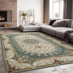 Ameha Extra Large Rug For Living Room Bedroom Area Floor Carpet Non Slip Cashmere Willow Teal Geometric Printed Rugs, 240X320 Cm - thumbnail 2