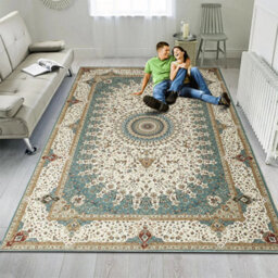 Ameha Extra Large Rug For Living Room Bedroom Area Floor Carpet Non Slip Cashmere Willow Teal Geometric Printed Rugs, 240X320 Cm - thumbnail 3